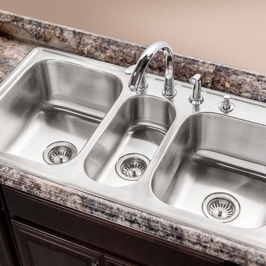 Houzer Premier 41 inch Stainless Steel Drop-in Topmount 4-hole Triple Bowl Kitchen Sink, Nested 20-Pack